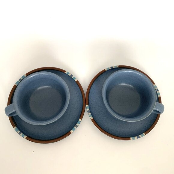 Two Dansk Mesa Sky Blue Coffee Cup and Saucer Sets Japan Stoneware Mugs - Picture 4 of 13